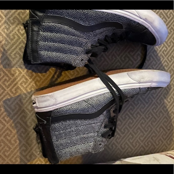 Vans High Top SK8 Metallic Black Silver Pebble Sneakers Unisex M 7.5 W 9 - Picture 9 of 16
